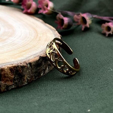 Demi Fine 18K Gold Plated Heart Cutout Adjustable Ring